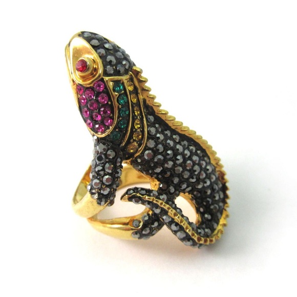 Spring Street Rhinestone Gecko Statement Ring - Picture 7 of 7